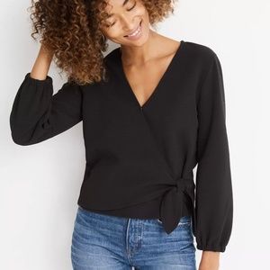 madewell texture & thread crepe wrap top